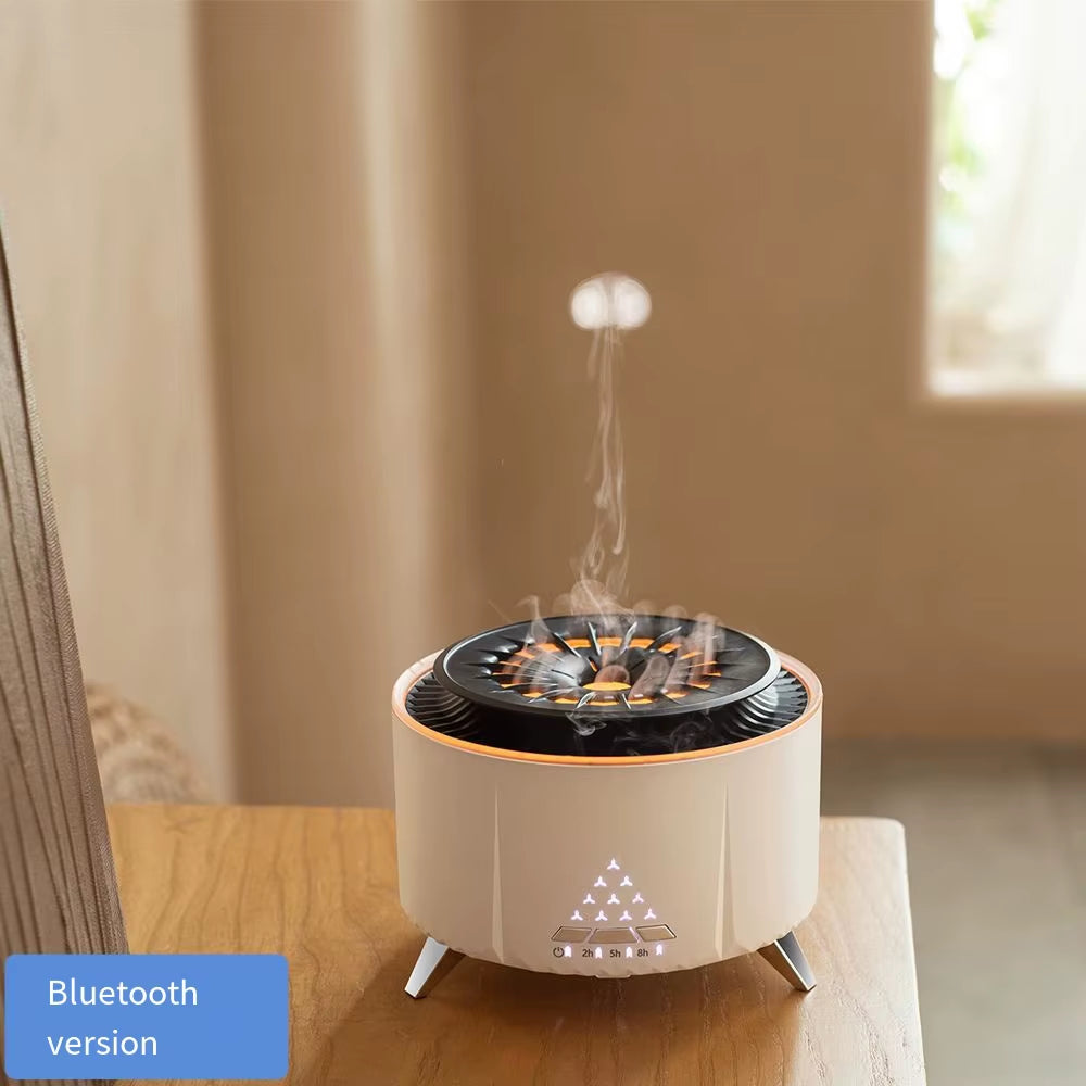 Bluetooth Speaker Air Humidifier Wood Flame Volcano Lava Aroma Humidifier Essential Oil Diffuser Bedroom White Noise Hypnosis