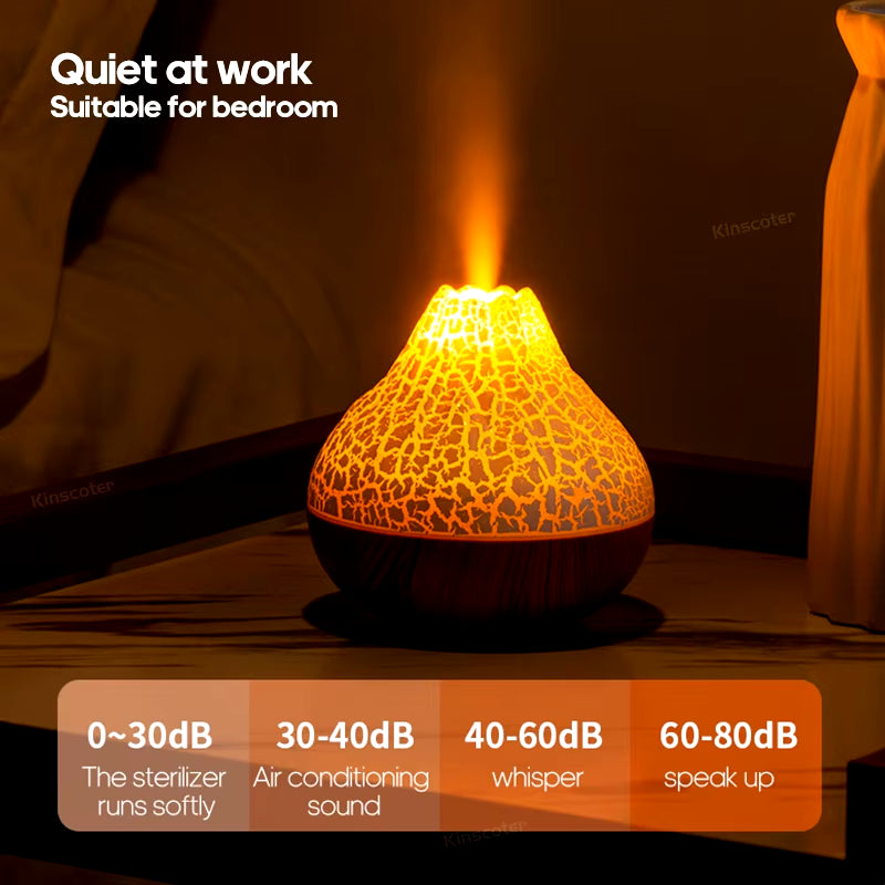 Volcano Air Humidifier 300Ml Portable Ultrasonic Air Humidifier Household Electric Desktop Diffuser Wood Grain Sprayer