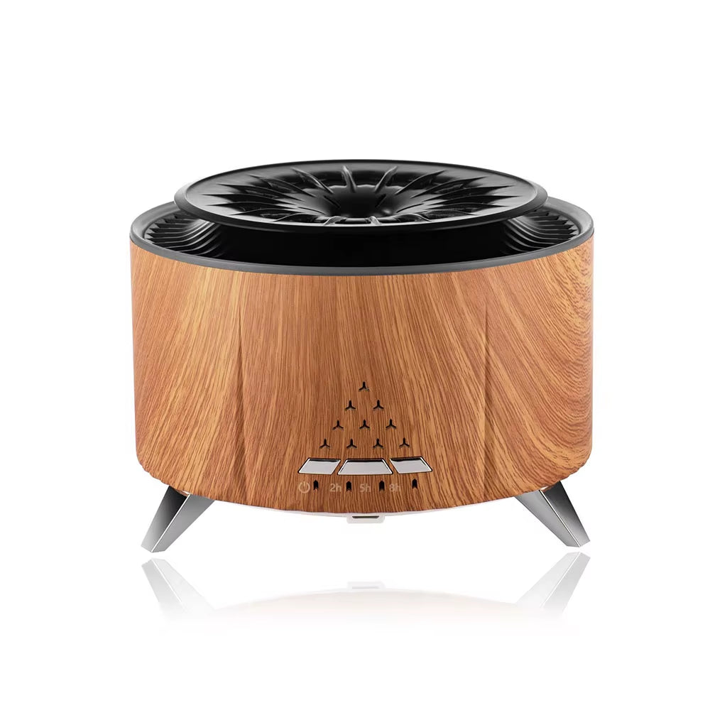 Bluetooth Speaker Air Humidifier Wood Flame Volcano Lava Aroma Humidifier Essential Oil Diffuser Bedroom White Noise Hypnosis